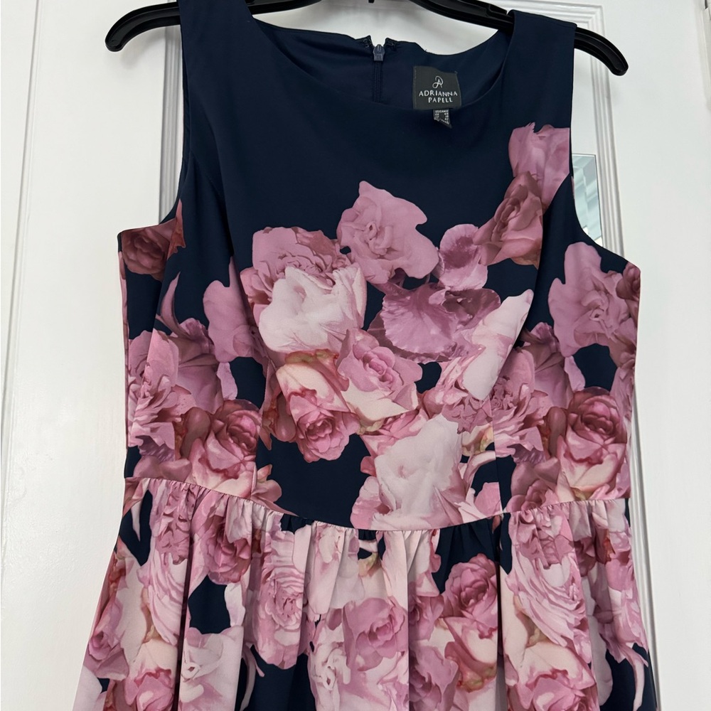 Adrianna Papell Navy/Floral Dress SIZE 12 - Picture 3 of 12